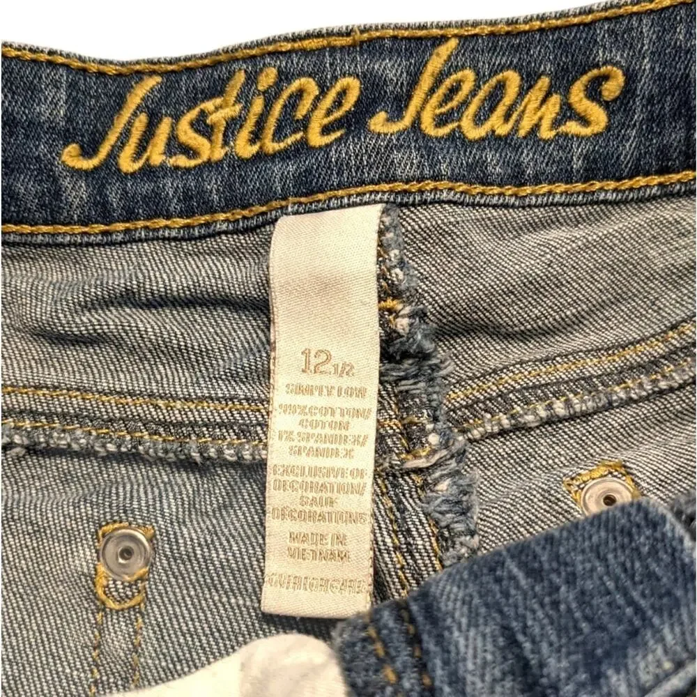 JUSTICE 12.5 Distressed Blue Jean Denim Shorts